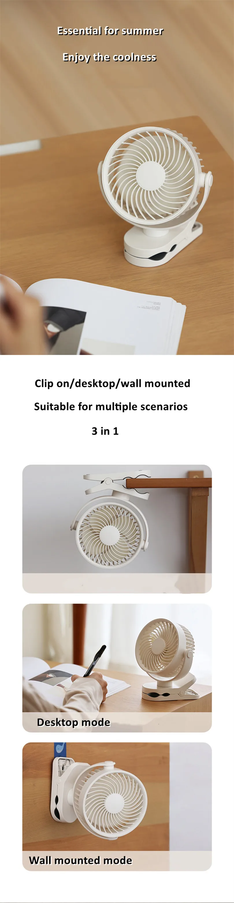 Rotating Desktop Clip Fan, 360, Portable, USB - detail 4