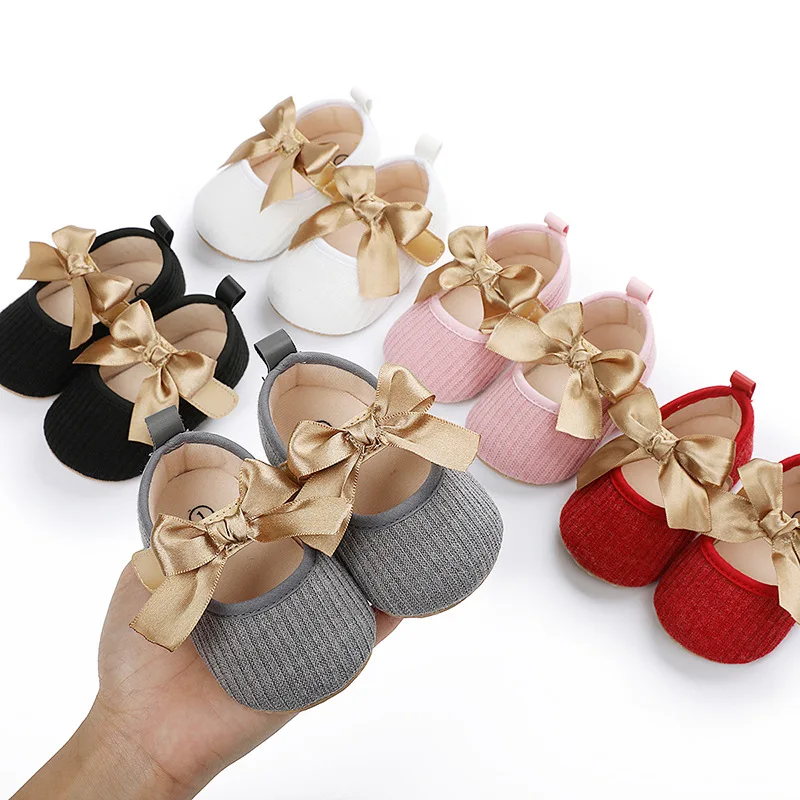 Hot Selling Soft Sole Bow Cotton Baby Newborn Infant Girl Shoes Babies Shoes for Girls factory