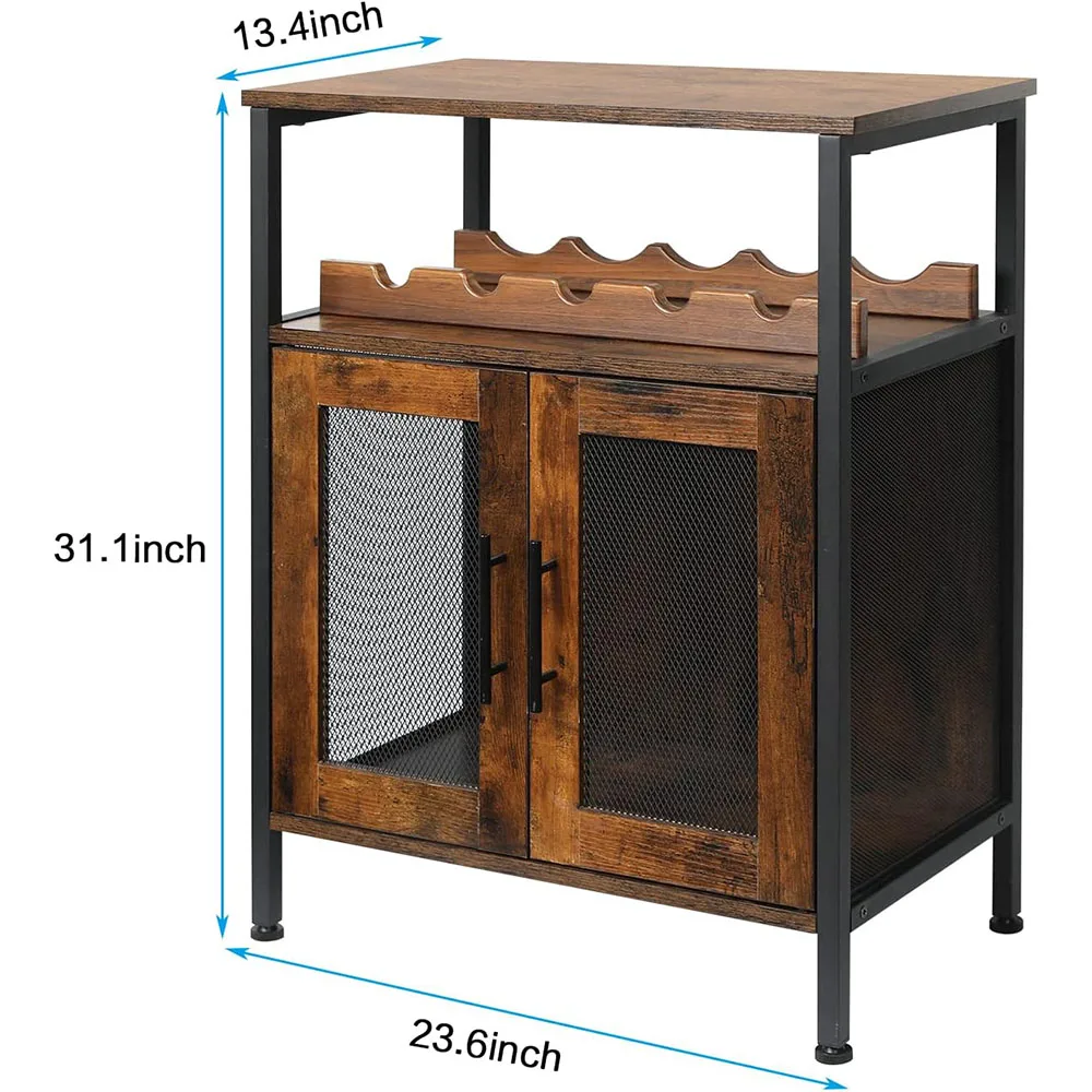 X-cosrack Rustic Brown Small Sideboard Buffet Cabinet Detachable Wine Coffee Bar Rack Glass Holder Patented Living Room Cabinets manufacture