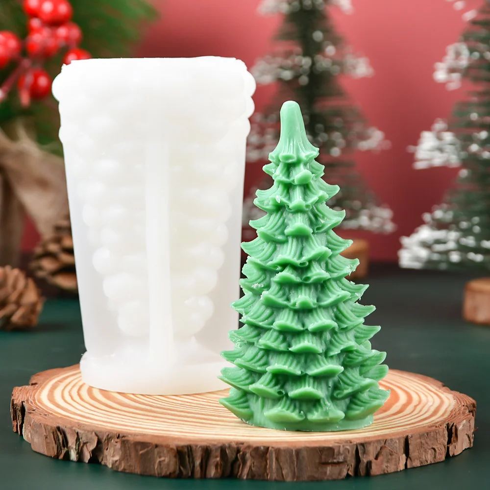 High Quality 3D Resin Mould Food Grade Christmas Tree Soap and Candle Mold for Home Craft Cake Tools