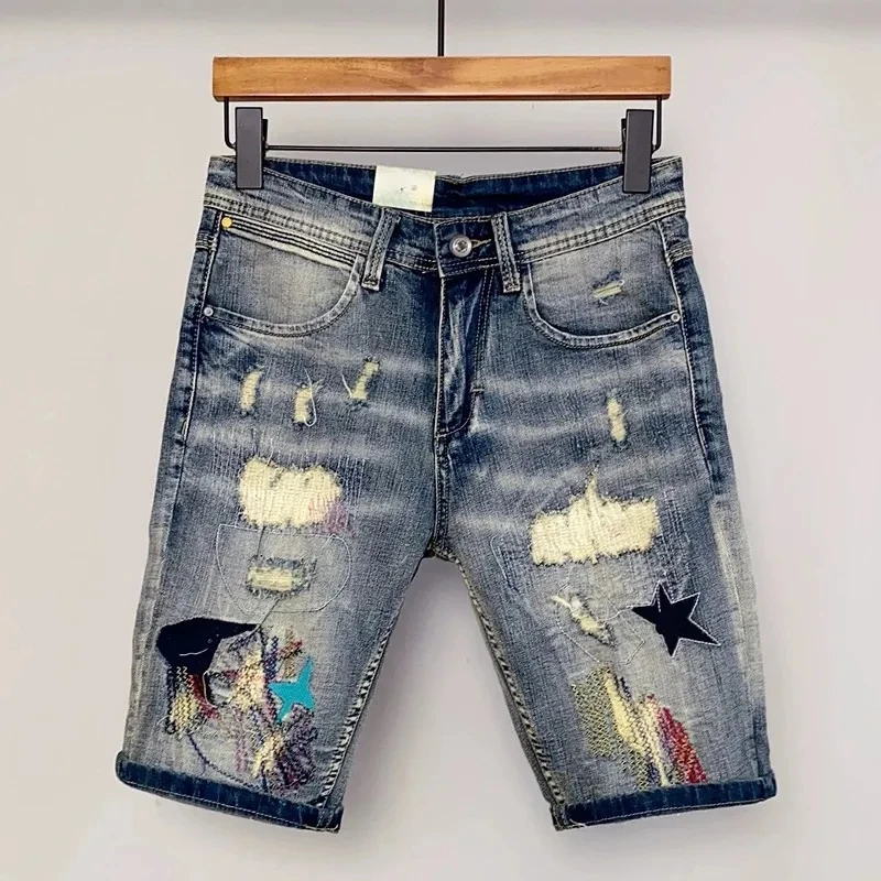 Wholesale high quality men's ripped denim shorts Casual denim shorts Summer shorts with pockets