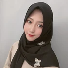 Hijab Scarf Wholesale Custom Butterfly Muslim Hijabs Plain Solid Color Chiffon Square Hijab Scarf