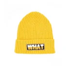 Polyester Winter Rib Polyester Unisex Warm Outdoor Embroidery Knitted Black Cotton Winter Beanie Hat