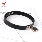 Sexy Trendy Vintage Charm Round Gothic Collar Necklacesr Girls Heart Women Punk Leather Choker Necklace