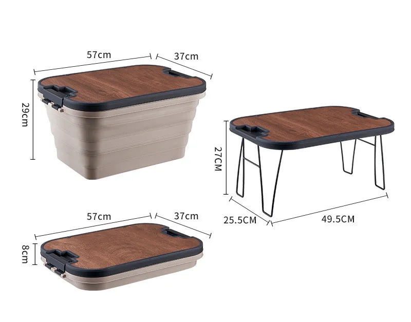 Wholesale Outdoor Folding Box Picnic Basket OEM ODM Storage Box Wooden Lid Thickened Multifunctional Camping Car Storage Box
