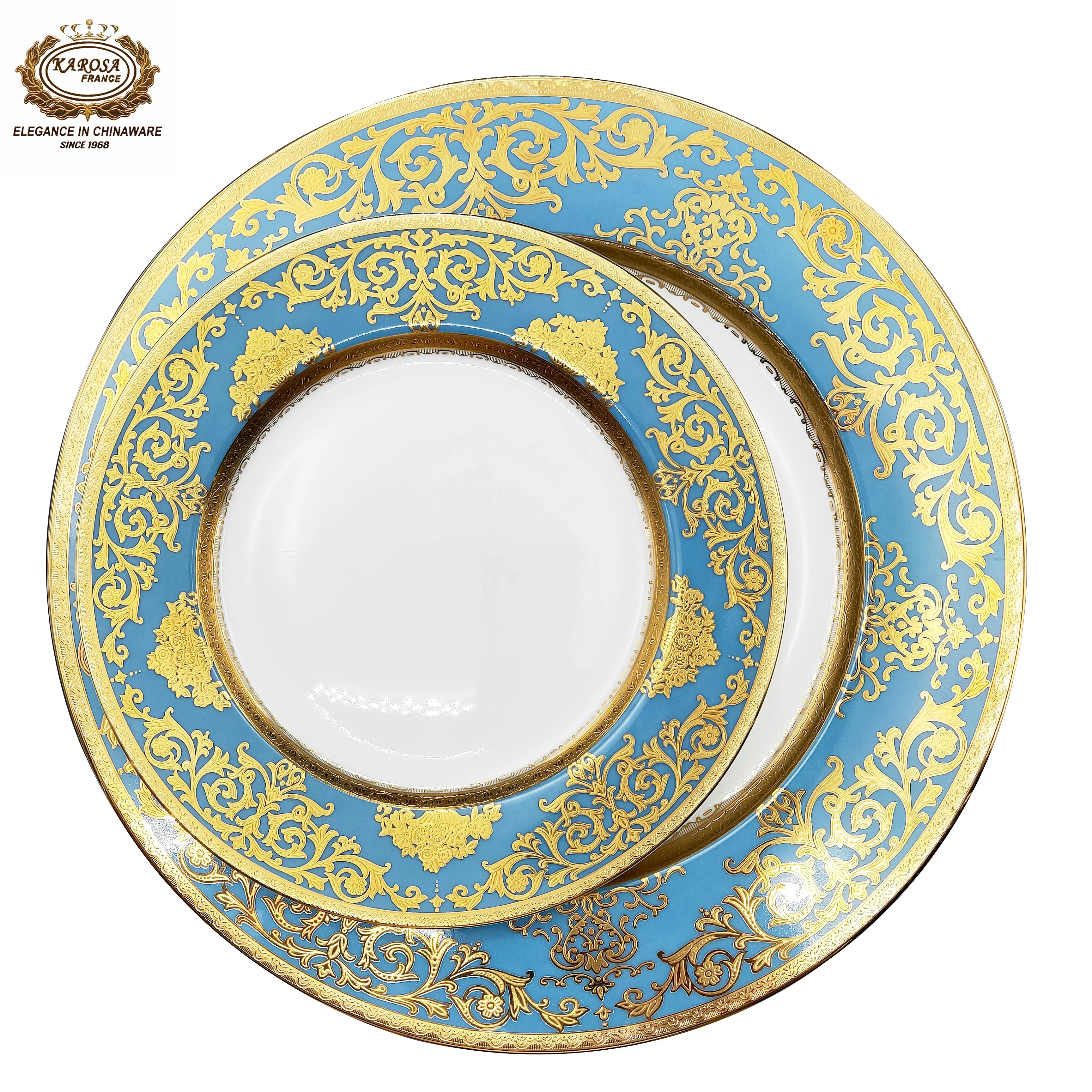 blue gold dinner set