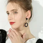 Jewelry Alloy OEM Jewelry Alloy Acrylic Minimalist Earrings Simple Gold Black Circle Stud Earrings For Women