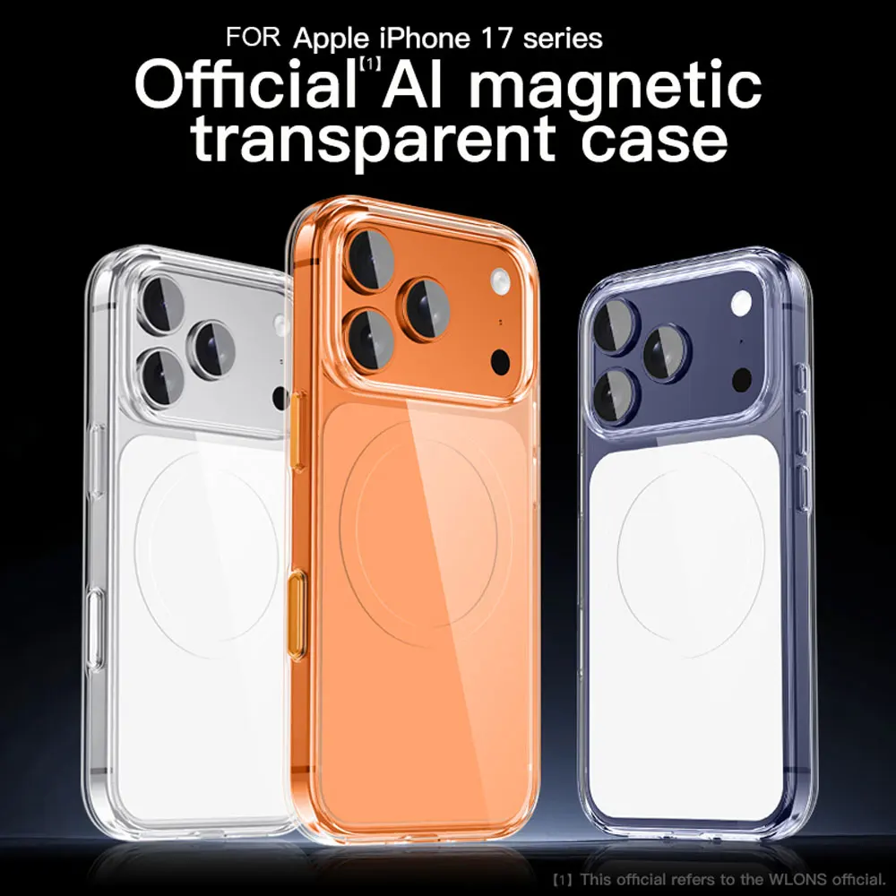 product laudtec clear shockproof mobile phone cover magnetic case tpupc simple business back for iphone air 17 16 plus pro max sjk1111-7