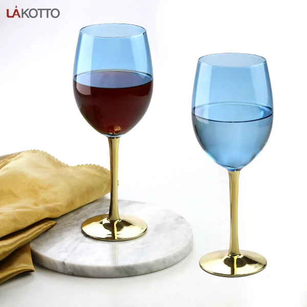 Color wine glass purchase price crystal glass goblet custom logo blue goblet