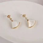 Jewelry Alloy Custom Design Fashion Jewelry Metal Alloy White Acrylic Dress Shape Earrings