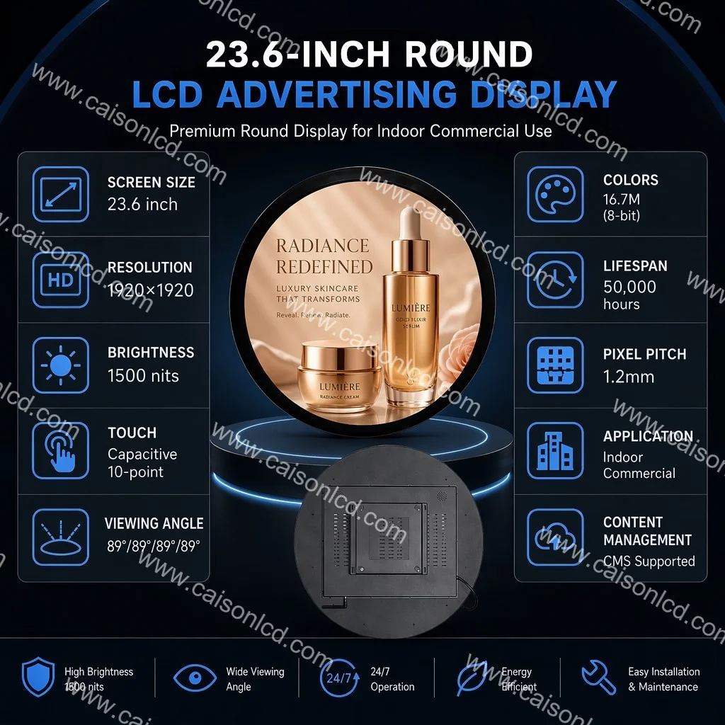 product 236 inch round lcd screen dv236fbm n00 touch screen high brightness lcd display lvds 35 cost saving fast lead time478-2
