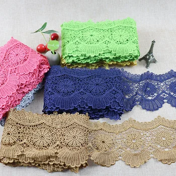 New Trend Wholesale Custom Colors polyester water soluble embroidered lace chemical trimming