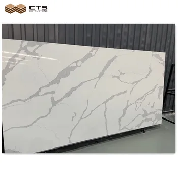 Artificial Calacatta White Quartz Stone Slab Crystal Factory Price For Home Decoration