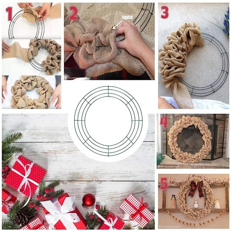 2023 Christmas New Year Valentines Party Decoration Wire Wreath Frame   Metal Flower Wreath Frames Making Rings cake decoration