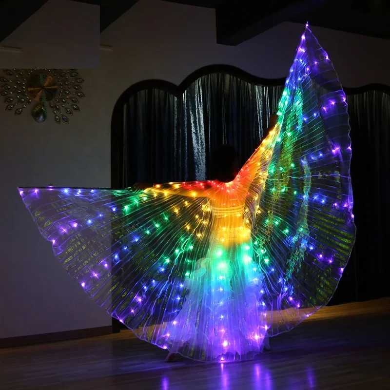 Fashion women ladies performance Belly Dance Fairy Wings OEM Lady's Cape Costume LED Butterfly isis Wings For Dancing