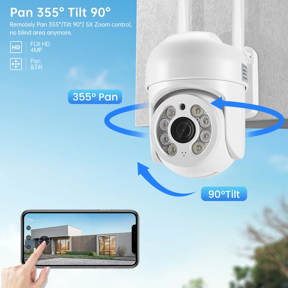 ICSEE 1080P PTZ WIFI Camera IP Wireless Outdoor Two Way Audio Dome Security  Auto Tracking CCTV  2MP Network Camera Surveillance