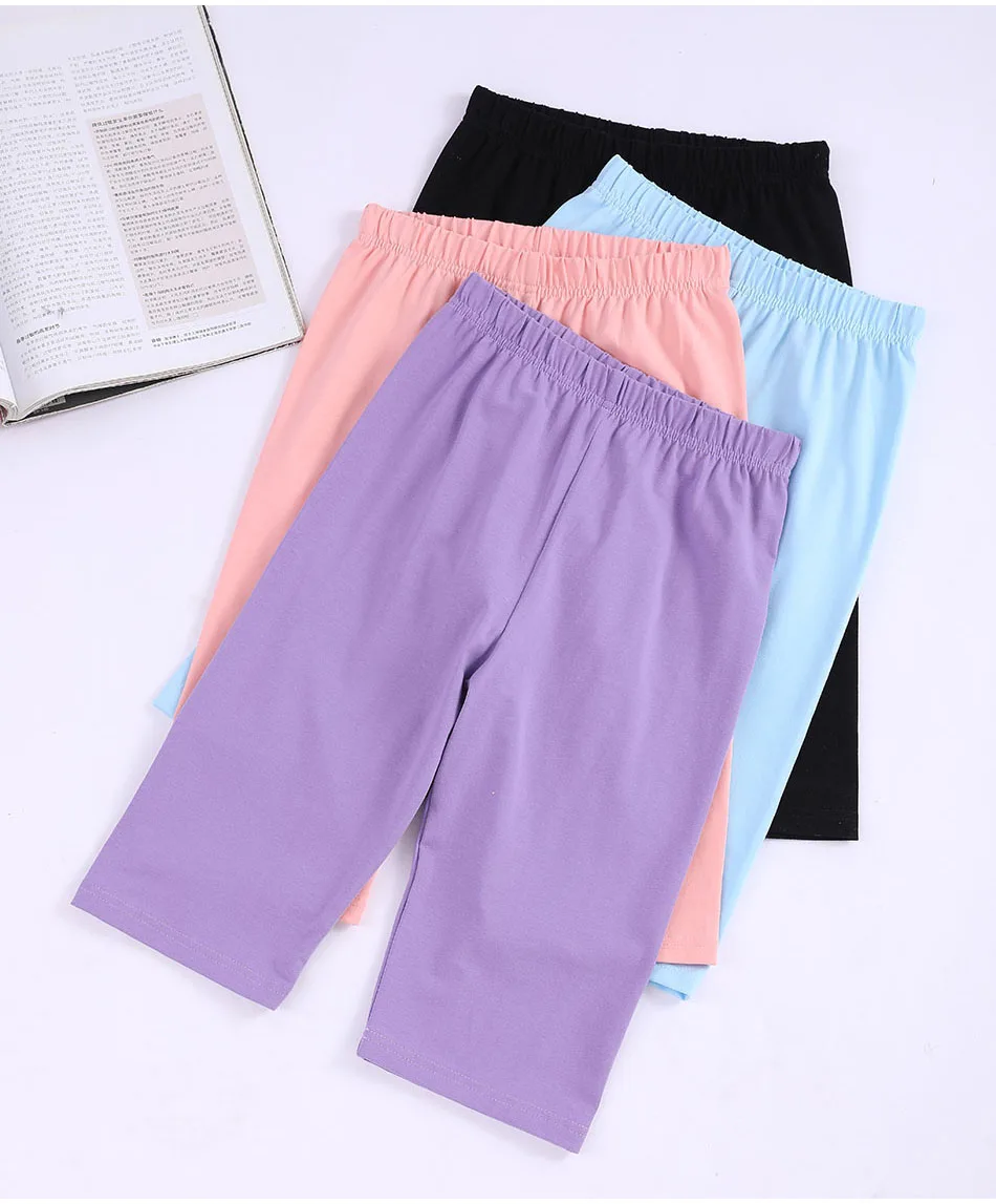 Girls Cycling Shorts With High Waist 