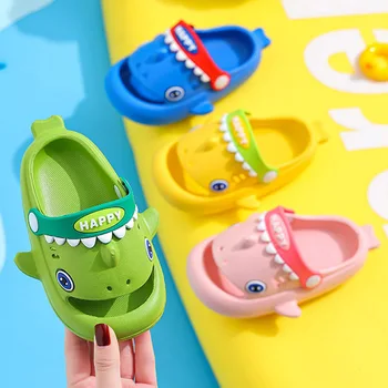 Hot Sale Summer Waterproof EVA Kids Shark Sandals Children Candy Color Funny Slides Cartoon Home Slippers for Kids