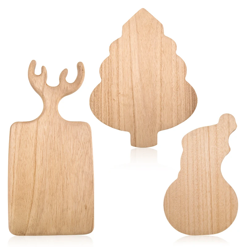 Christmas Gifts Reindeer Christmas Tree Santa Hat Wood Food Serving Tray Plate Wooden Cutting Board