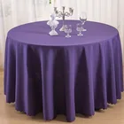 Table Cloth Simplicity Solid Color Custom Logo Round Table Cloth Satin Restaurant Wedding Table
