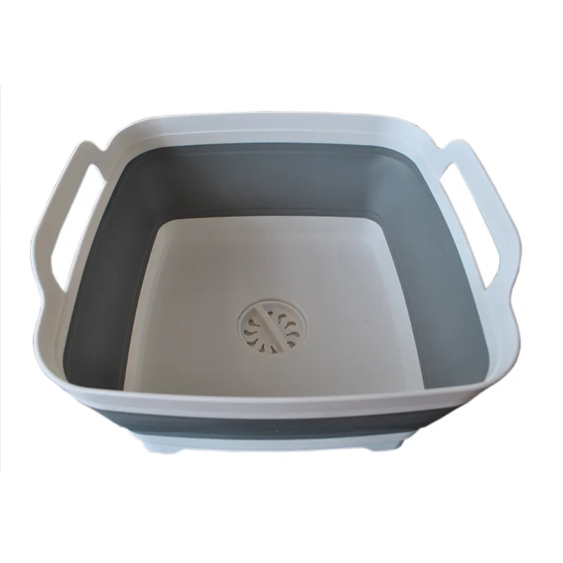 ZGQ20 Outdoor Sink Folding Square Vegetable Washing Basin Drain basket Portable Travel Vegetable Washing Bucket Fruit Basin