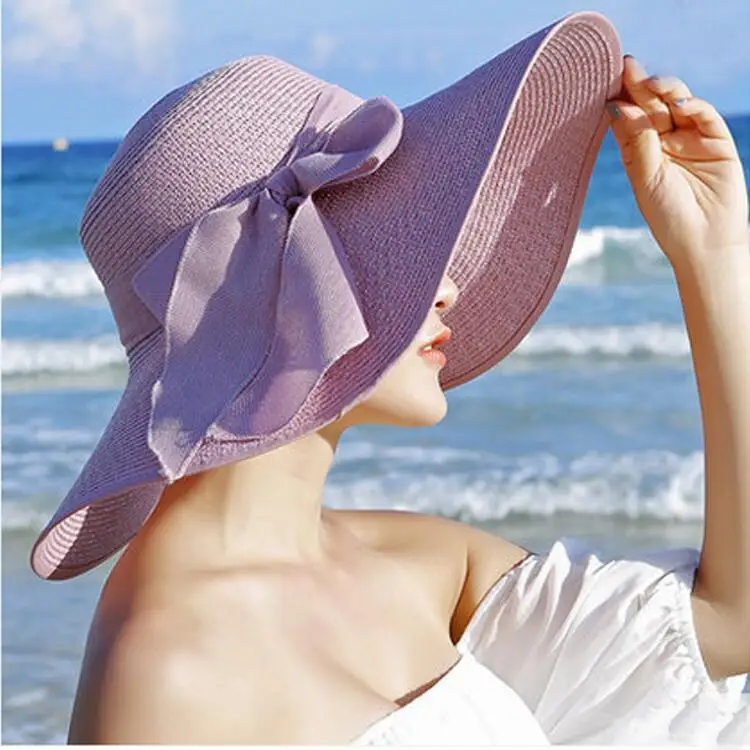 JUNGEN Foldable Sun Hat for Women Floppy Hat Bucket Hat for Girls Straw Hat for Ladies Wide Brim 58-60cm 