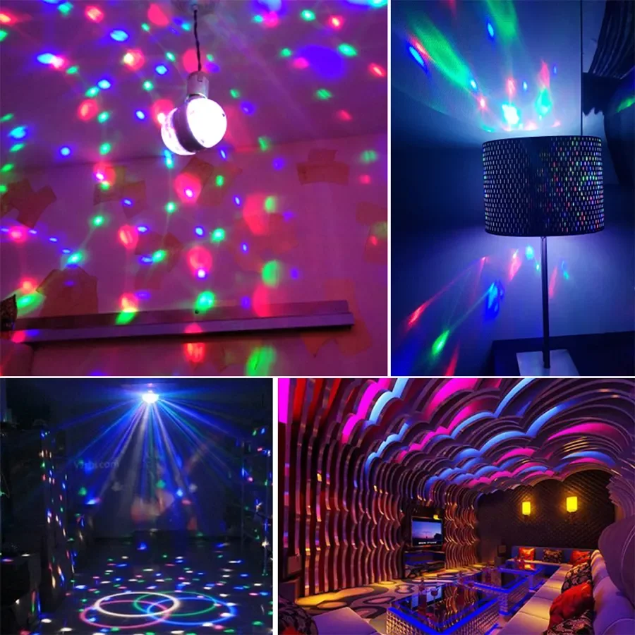 E27 RGB Disco Lights Strobe Light 6W AC85-265V DJ Stage Lamp Bulb For Holiday Birthday Party Club Halloween Home Decoration