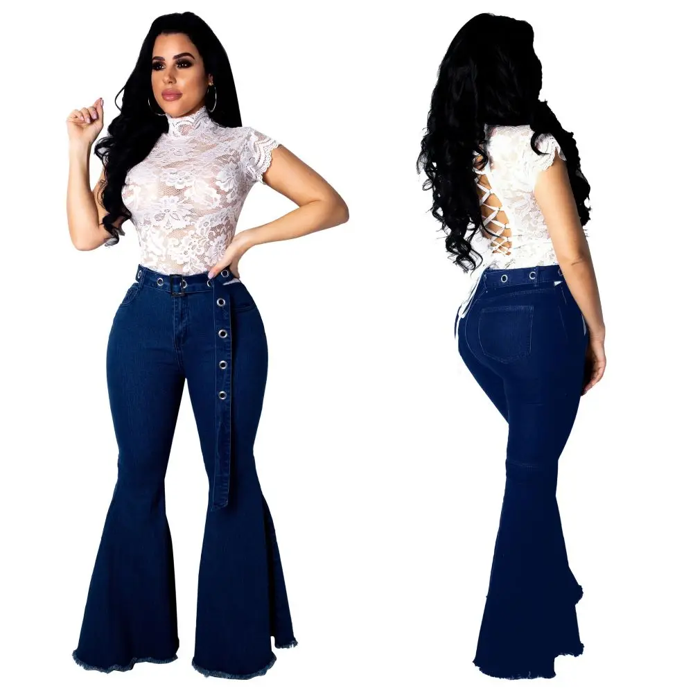 dark blue flare pants