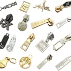 Zipper Brushed Antique Brass Color Custom Logo Embossed Metal Zipper Puller For Bag / Clothes