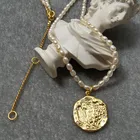 Pearl Pendant Pearl Freshwater Pearl Stainless Steel Metal Round Pendant Mixed Necklace
