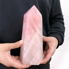 Crystal High Quality Pink Crystal Big Tower Stone Polished Natural Healing Rose Quartz Point