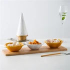 Shape Square New Arrival Restaurant Wedding Banquet Party Flower Shape 4 Piece Small Ceramic Chip And Dip Set For Snack