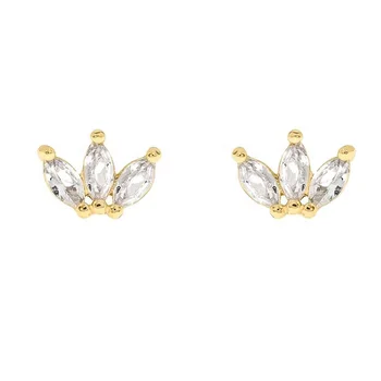Gemnel 925 sterling silver gold vermeil marquise topaz leaves ear studs women trendy jewelry earrings