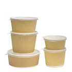 Paper Ripple Paper Bowl LOKYO Custom Printed Logo Corrugated Paper Bowl PE Ripple Wall Paper Disposable Soup Bowl