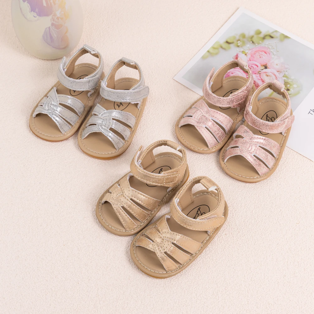 New Fashion Outdoor Infant Baby Summer Breathable Reflective PU Leather Walking Shoes Baby Sandals