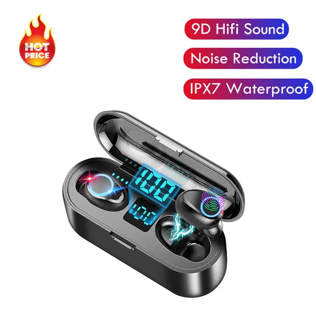 2024 Mini Waterproof Gaming Audifonos Wireless F9 Earphones Headphones Fone De Ouvido Pro Tws 5.0 True F9 Tws Earbuds Headset