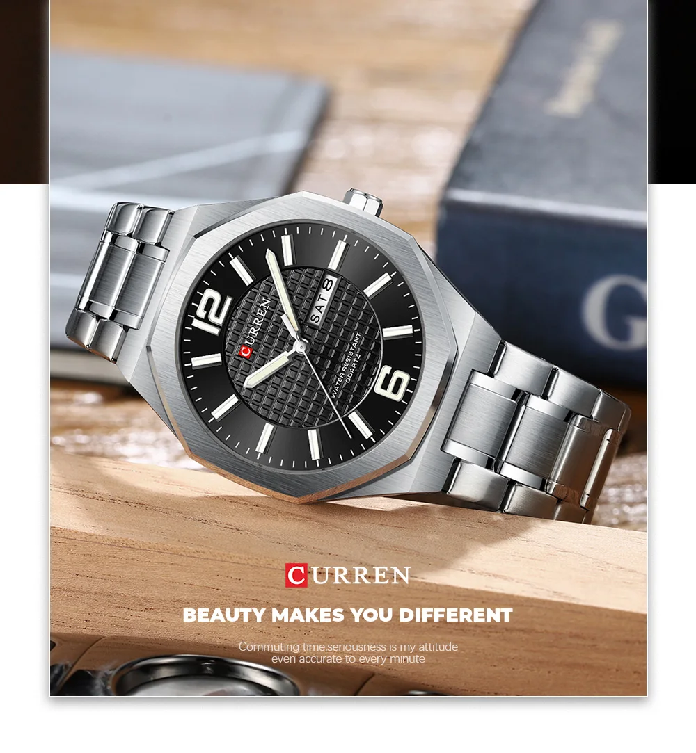 Curren 8476 Men's Watch Waterproof Quartz Steel Band Watch Business Casual Luminous Wristwatch