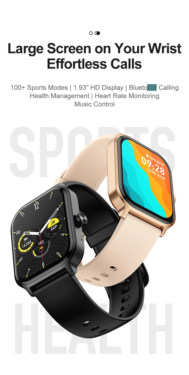 1.93 Inch Square SmartWatch P85 Da Fit App Steps Blood Pressure Oxygen Tracking Business Smart Watch for Android IOS