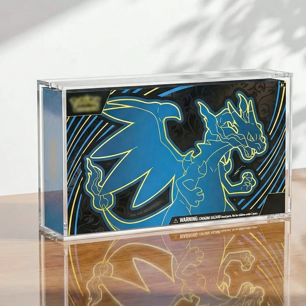 product custom 99 uv protection clear acrylic case for tcg mega phantom charizard x ex ultra premium collection with strong magnet lid-7