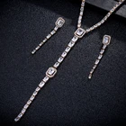 Jewelry Set Luxury Geometric Long Tassel Earrings High Quality Zircon Necklace Jewelry Set For Women