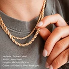 Chain Necklace For EManco 14K Gold 3mm 4mm Twist Rope Chain Stainless Steel Necklace Chokers For Women