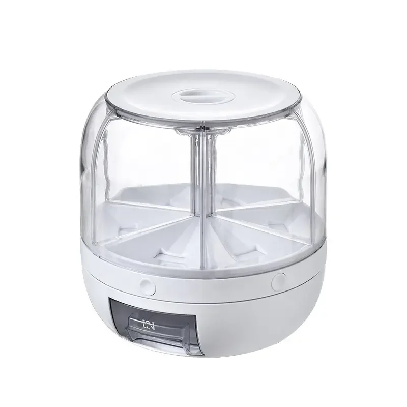 Hot Sale Rice Dispenser Kitchen Moisture-proof 6-grid Rotating Food Grain Dispenser Cereal Storage Box Rice Container Dispenser