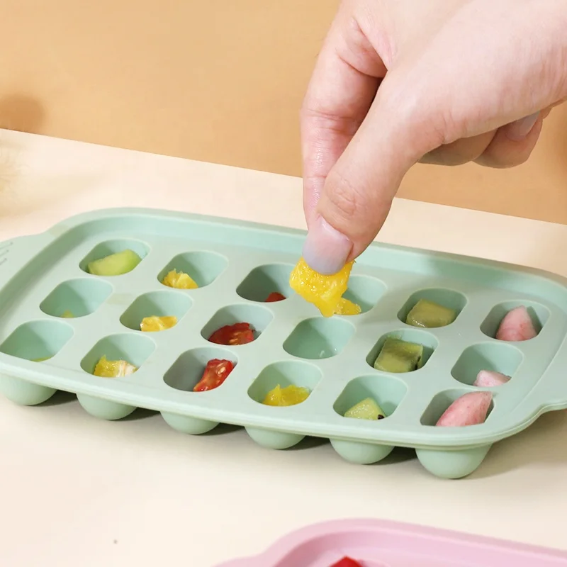 New Arrival Kitchen Popsicle Molds Shape Tools Fruit Feeder Pacifier Containers Silicone Baby Food Ice Cube Tray With Cover