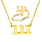 Necklace High Quality Wholesale Year Jewelry Custom Gold Plated Ring Angle Number Necklace Stainless Steel Jewelry Set