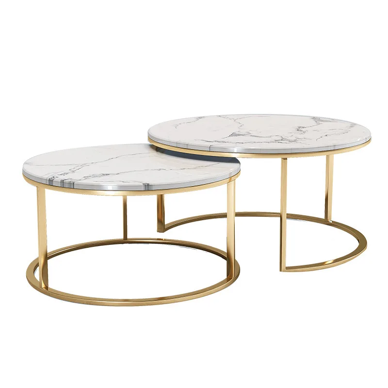 Nordic style sofa room furniture round modern gold metal legs marble coffee table
