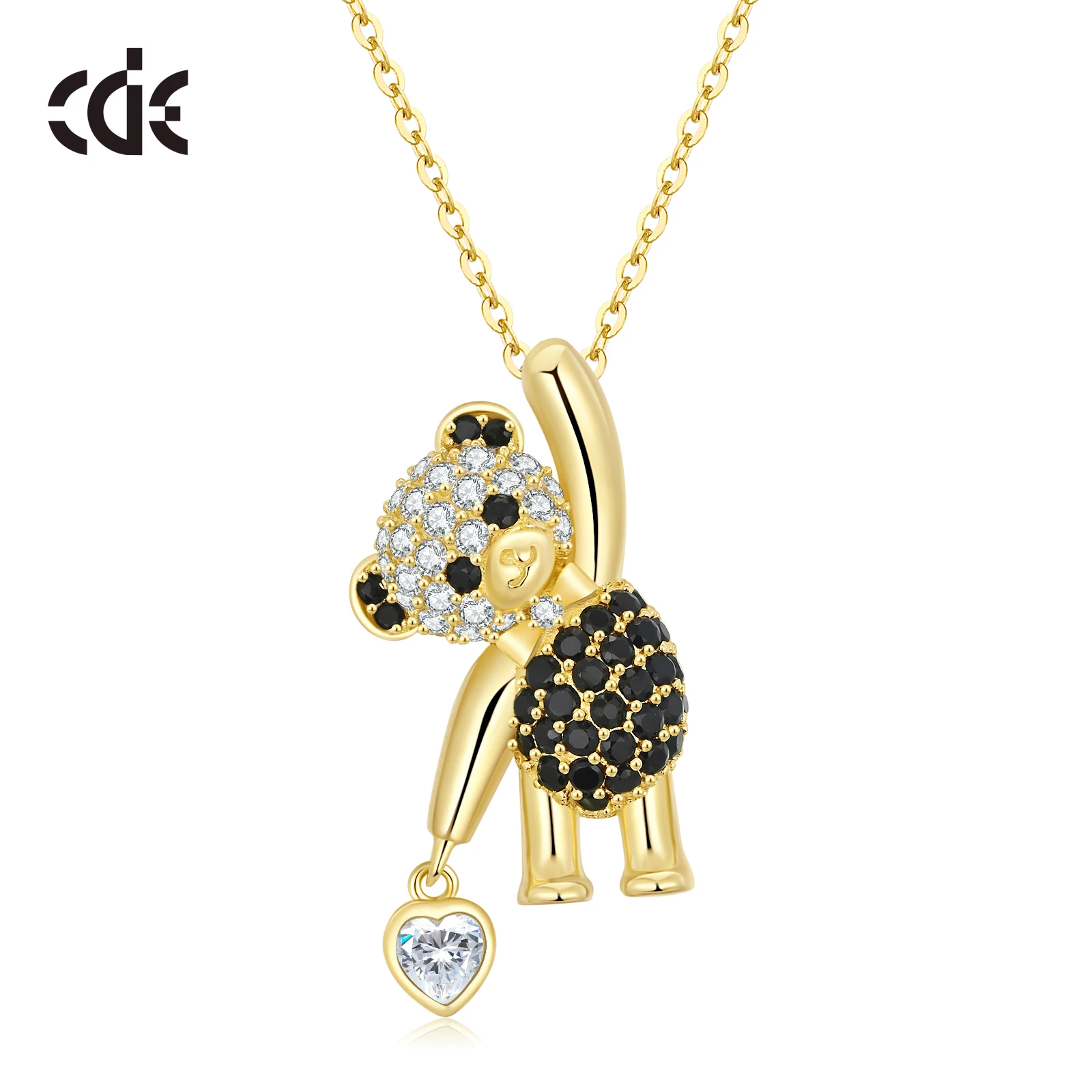 CDE CZYN083 Fine 925 Sterling Silver Jewelry Cute Bear Design Necklace Wholesale Sparkling zirconia Women Necklace For Gift