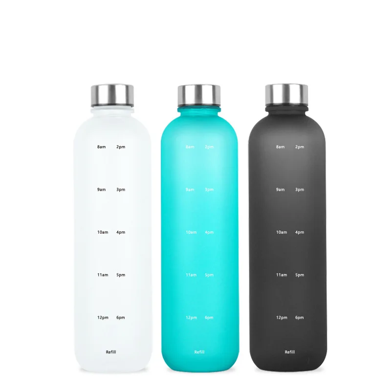 Wholesale Custom Logo 1L BPA Free Sports Motivational Drink Bottle Plastic Water Bottles with Time Marker