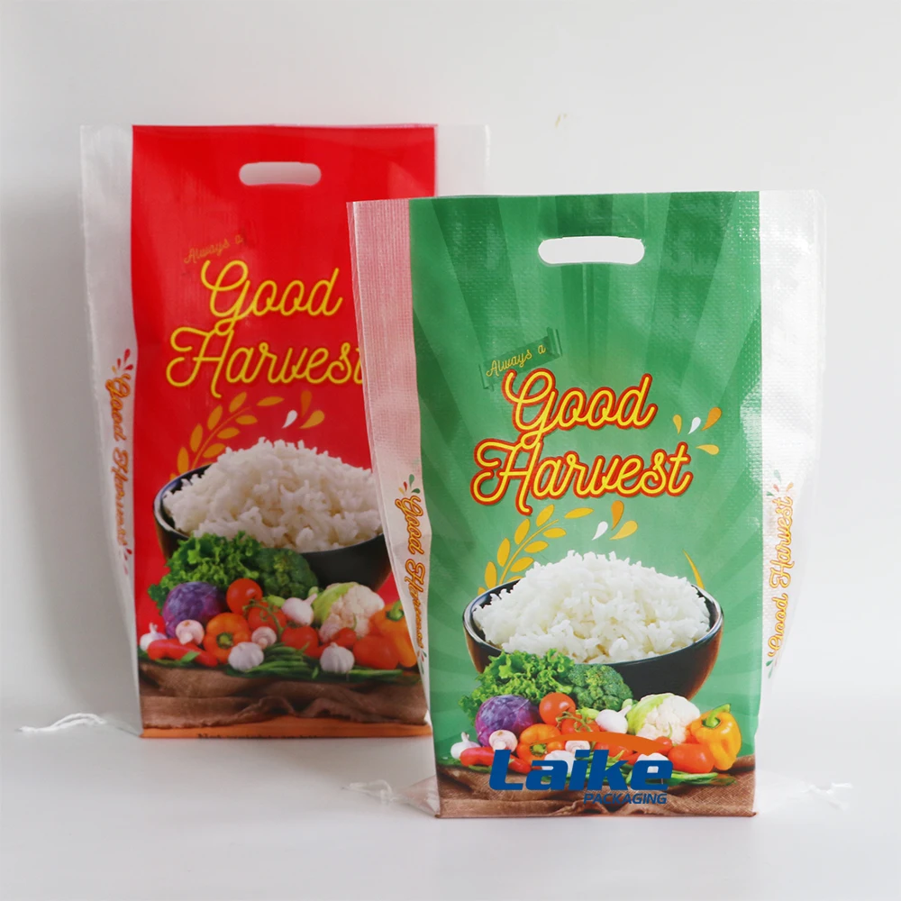 Custom Empty 5kg 10kg 25kg Bopp Laminated PP Woven Polyethylene Rice Packing Bag Sack Plastic Bags for Rice Packaging