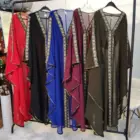 2021 New Fashion Elegant Loose Muslim Robe Bat Sleeve Large Size Ladies Muslim Dress