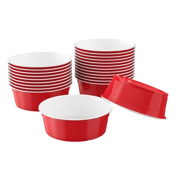 22oz Red Takeaway Round Bowl Environmentally friendly and degradableDisposable Bowls Thickened  Restaurant Party Plastic Cups